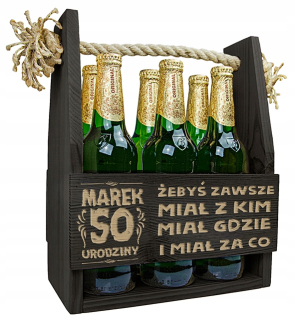 NOSIČ KRABICE NA PIVO ALKOHOL DARČEK K NARODENINÁM S GRAVÍNOM